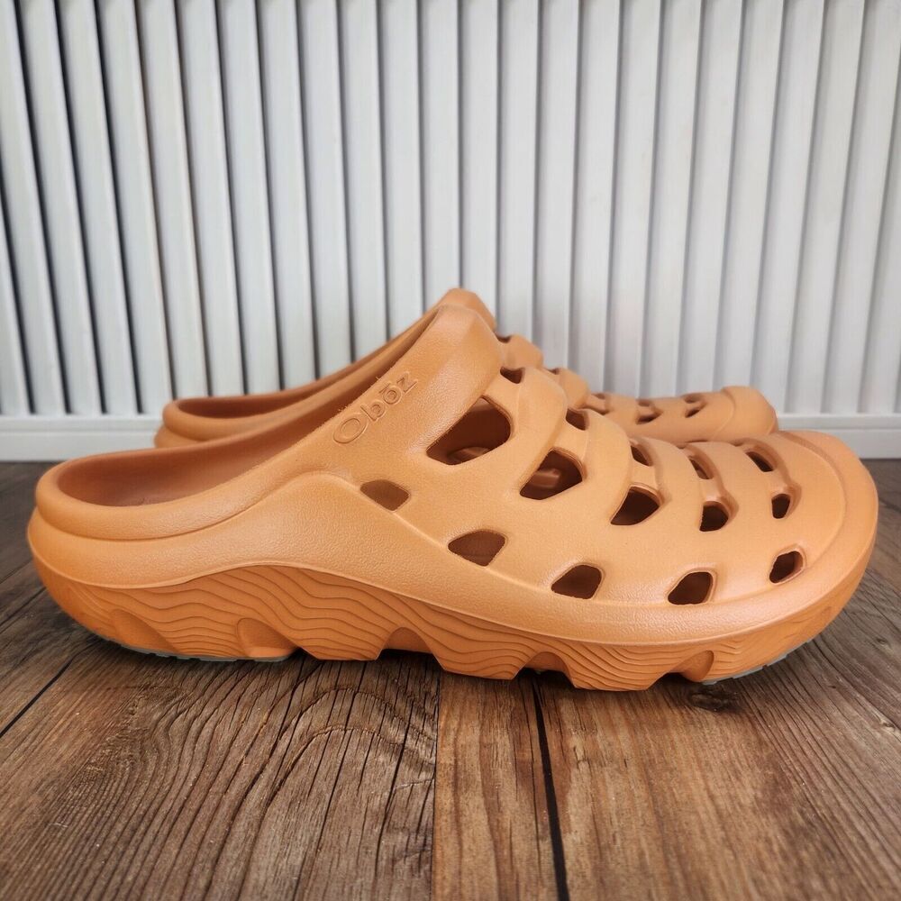 Oboz Whakata Coast Recovery Clogs Mens Sz 9 Melon Orange Slip On Comfort Sandals